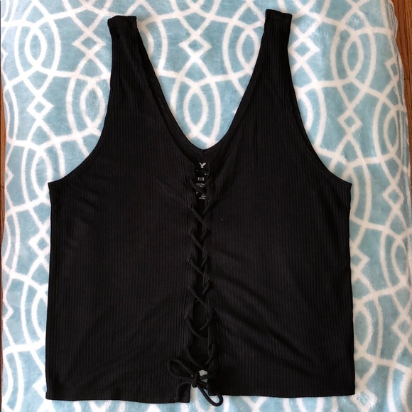 American Eagle Outfitters Tops - ❗️NWOT❗️AMERICAN EAGLE 🦅 RIBBED LACE UP CROP TANK